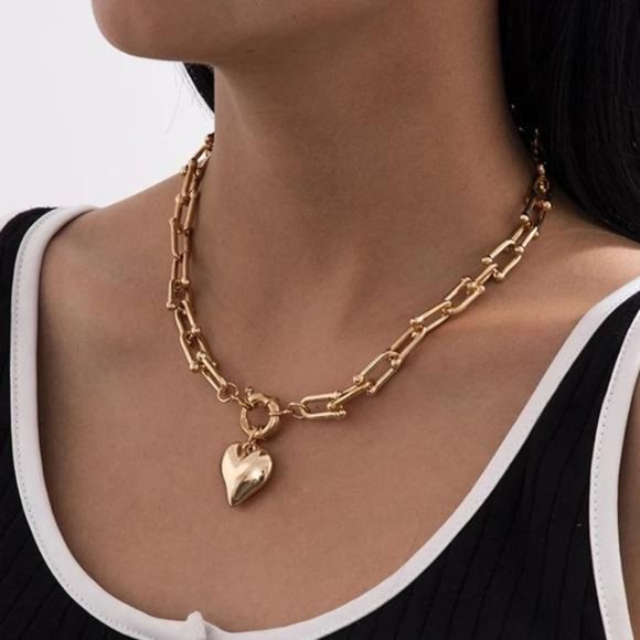NEW 18K GOLD HOP LOVE HEART CHOKER NECKLACE, NICE NECKLACE, CUTE NECKLACE - Picture 2 of 5